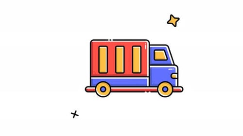 Animated Flat Design Delivery Truck Transportation Icon