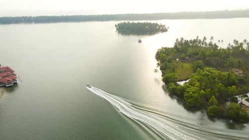 Aerial Drone Shot of Udupi’s Picturesque Backwaters Meandering Through the Landscape