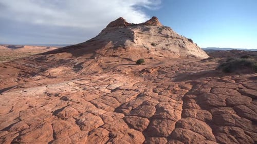 Cosmic Ashtray Hiking Trail Utah USA. Dry Waterless Landscape and Sandstone Rock Formation on Hot Su