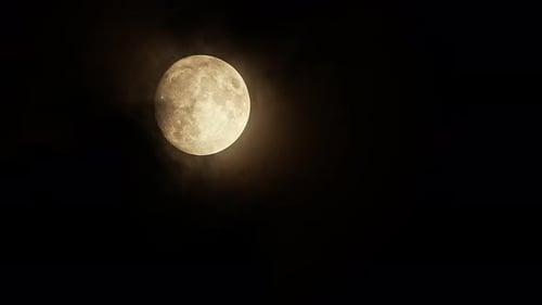 Bright Moon Rising in the Dark Night Sky