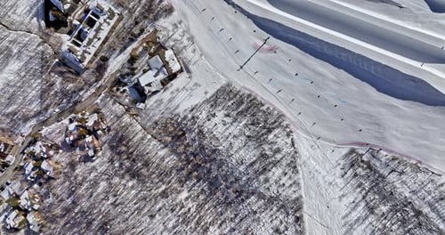 Park City Utah Aerial v59 vertical top down view flyover ski slopes capturing cableway lifts and ter