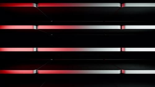 Moving 3D Geometric Panels with Red and White Dynamic Lights