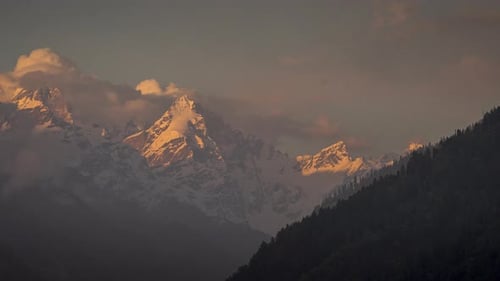 Beautiful Mountains and Forest at Sunrise Time Lapse