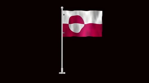Greenland Flag Waving Realistic 3D Animation