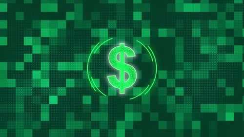 Futuristic Digital Dollar Sign Icon Loop Animation