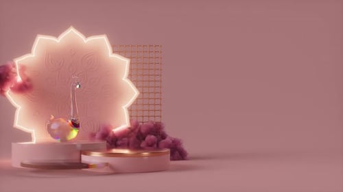 Elegant 3D Glowing Mandala Product Showcase Pedestal