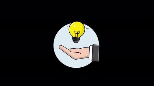Business Hand Holding Light Bulb Idea Concept Animation