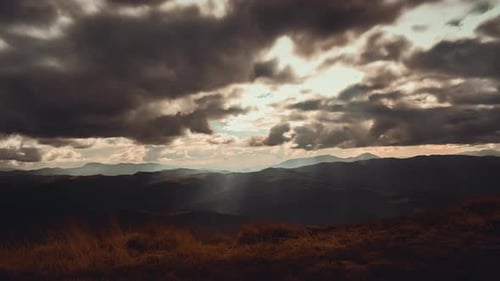 Dark Dramatic Autumn Mountain Cloudscape Timelapse