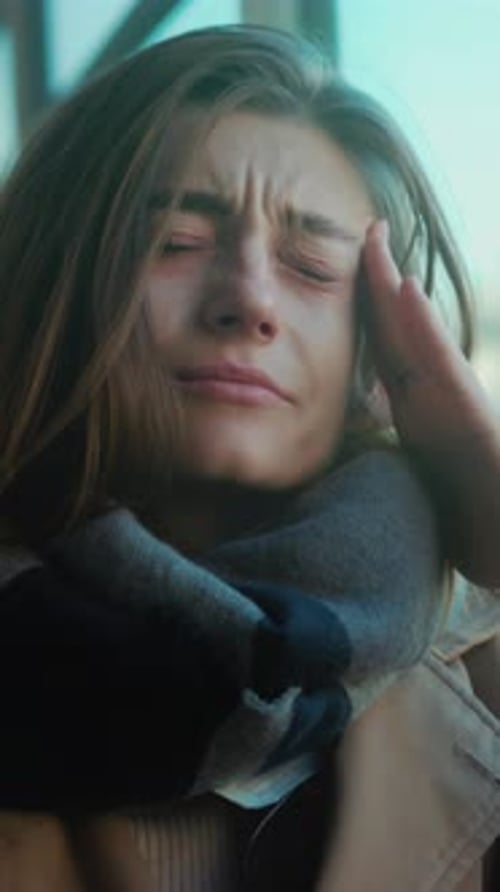 Person Feels Discomfort Person Shows Signs of Pain and Headache During Concentrationbased Breathing