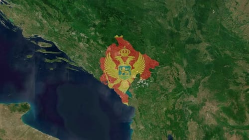 Satellite Map Zoom to Country with Flag Reveal