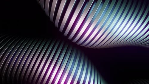ridescent multi-colored stripes in 3D format that expand and bend inward