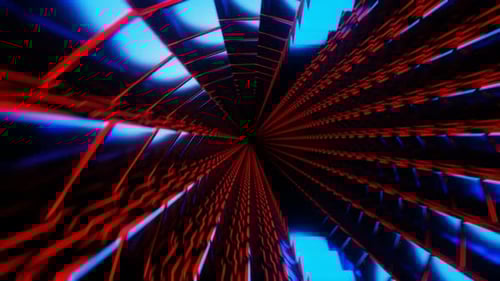 Blue And Red Glowing Cybernetic Tunnel Background Vj Loop In 4K