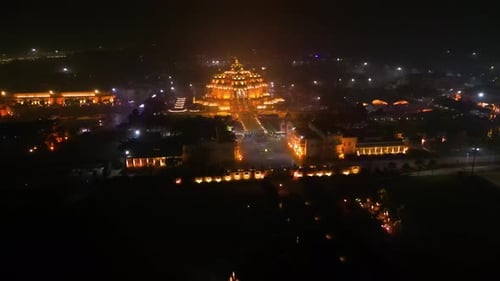Vue aérienne du mandir de Swaminarayan Akshardham à New Delhi