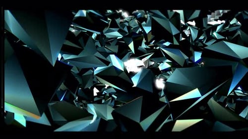 Animated Abstract Geometric Crystals with Light Reflections