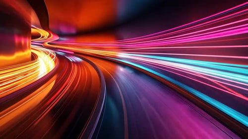 Abstract vibrant speed tunnel. Dynamic motion blur effect