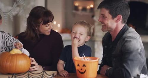 Happy Family Celebrates Birthday at Home