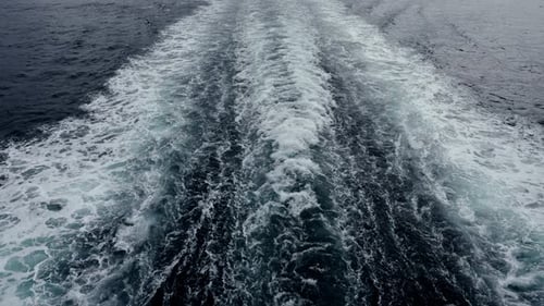 Trail on the Water Leaving Itself a Ship a Huge Liner a Cruise Ship you Can See Seething Water