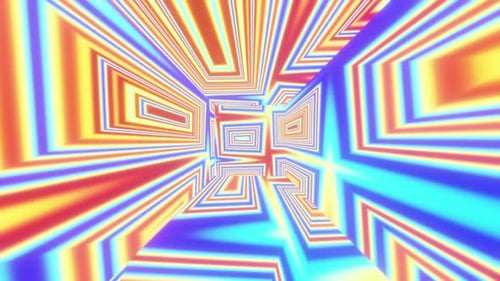 Abstract geometric kaleidoscope flickering colorful Vj loop background 3d render. Mesmerizing over