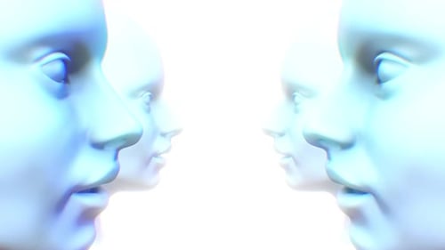 Abstract 3D Digital Human Heads Communication Loop
