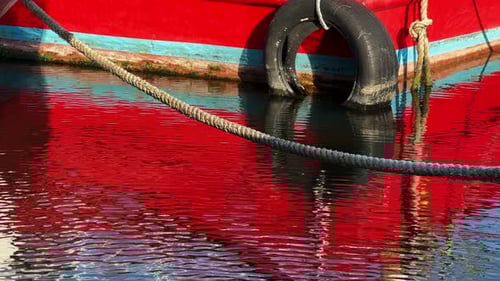 Fishing Boat Reflection On Sea Water 3
