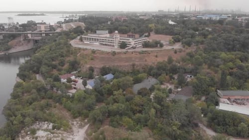 aerial view of the Khortytsia island in Zaporizhzhya