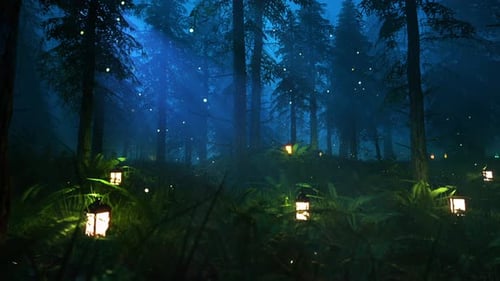 Fantasy Forest under moonlight looped HD 60fps