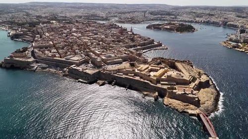 Drone shot of Valletta city, capital of Malta, Europe