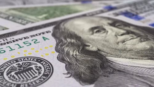 Macro Shot of Stacked One Hundred Dollar Bills