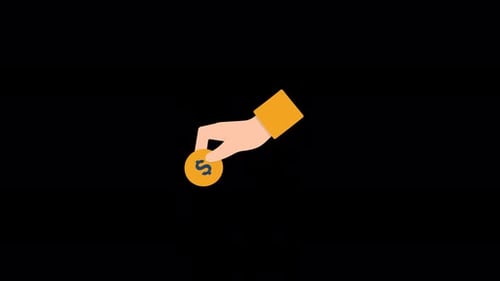 Financial Hand Dropping Coin Flat Design Animation