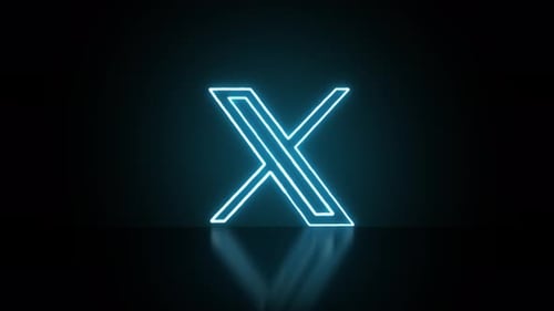 Neon Blue Glowing Letter X Symbol Reveal