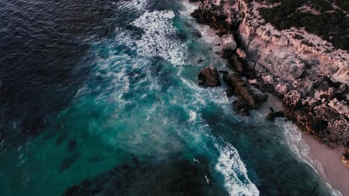 Aerial View of Ocean and Rocky Coastline