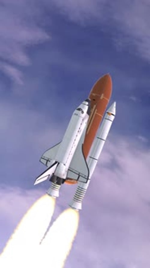 Realistic Space Shuttle Launching into Blue Sky