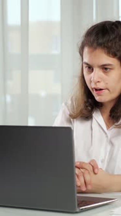 Presenter Displays Data Man Explains Trend Graphs Person Presenting Visual Data On Laptop To