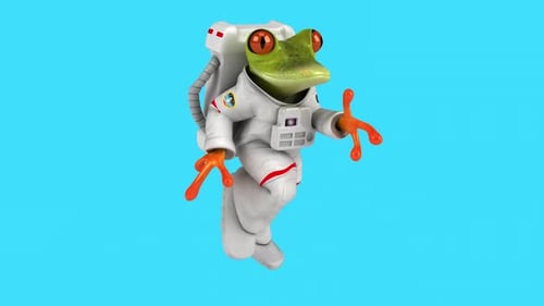 Fun 3D cartoon frog running (with alpha channel)