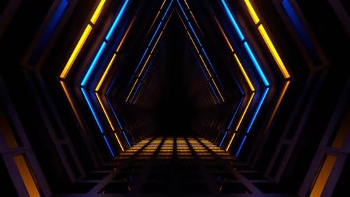 Orange And Blue Neon Light Place Background Vj Loop In HD
