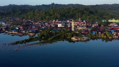 AH - Aerial View of Small Coastal Village