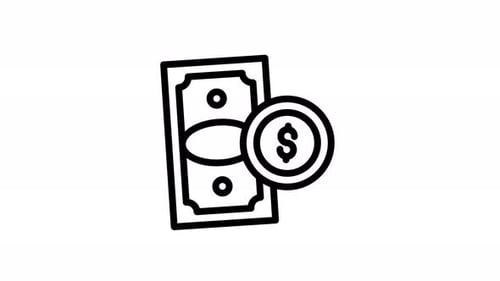 Animated Outline Dollar Bill and Coin Icon
