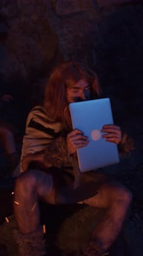 A Mystical Scene Depicting a Bearded Man Set in an Ancient and Enigmatic Environment