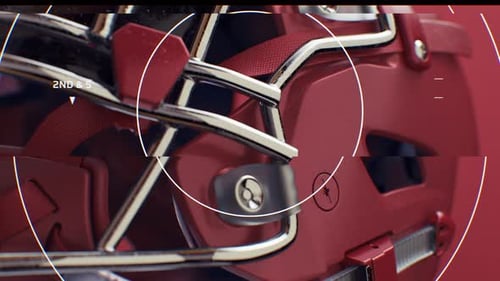 Collection Game Time : Animation de transition d'un casque de football rouge en arrière-plan avec des graphiques