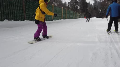 Girl snowboarder