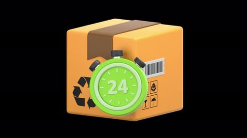 24 hour delivery service 3D Animation, Alpha Channel, Transparent Background