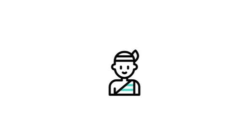 Animated Flat Design Icon of Person with Headband and Sparkles