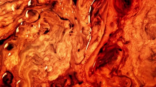 Abstract Amber Red Swirls with Shiny Bubbles