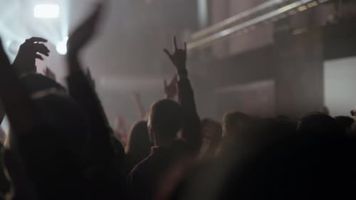 Excited Concert Crowd Applauding at Live Music Show