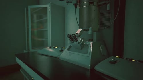 Modern Scientific Laboratory Microscope Panning Animation