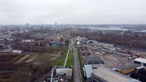 Wide Aerial of Riga Andrejsala Port and Docks