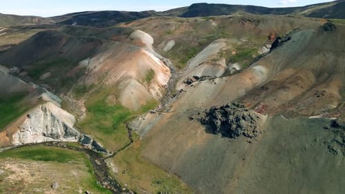 Aerial view of mountain valley, Iceland.