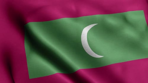 Realistic Waving Maldives National Flag Animation