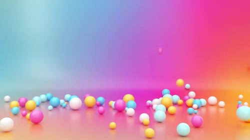 Colorful Spheres Bouncing Playfully on a Vibrant Gradient Background