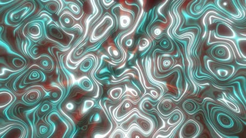 Abstract green waves of iridescent energy liquid and magical bright glowing lines